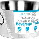 BIRDROCK HOME Hammered Stainless Steel Round Beverage Tub with Handles - Double Wall Insulated 3 Gallons - Metal Drink Cooler & Ice Bucket for Parties - Outdoor Aluminum Holder for Bottles & Soda