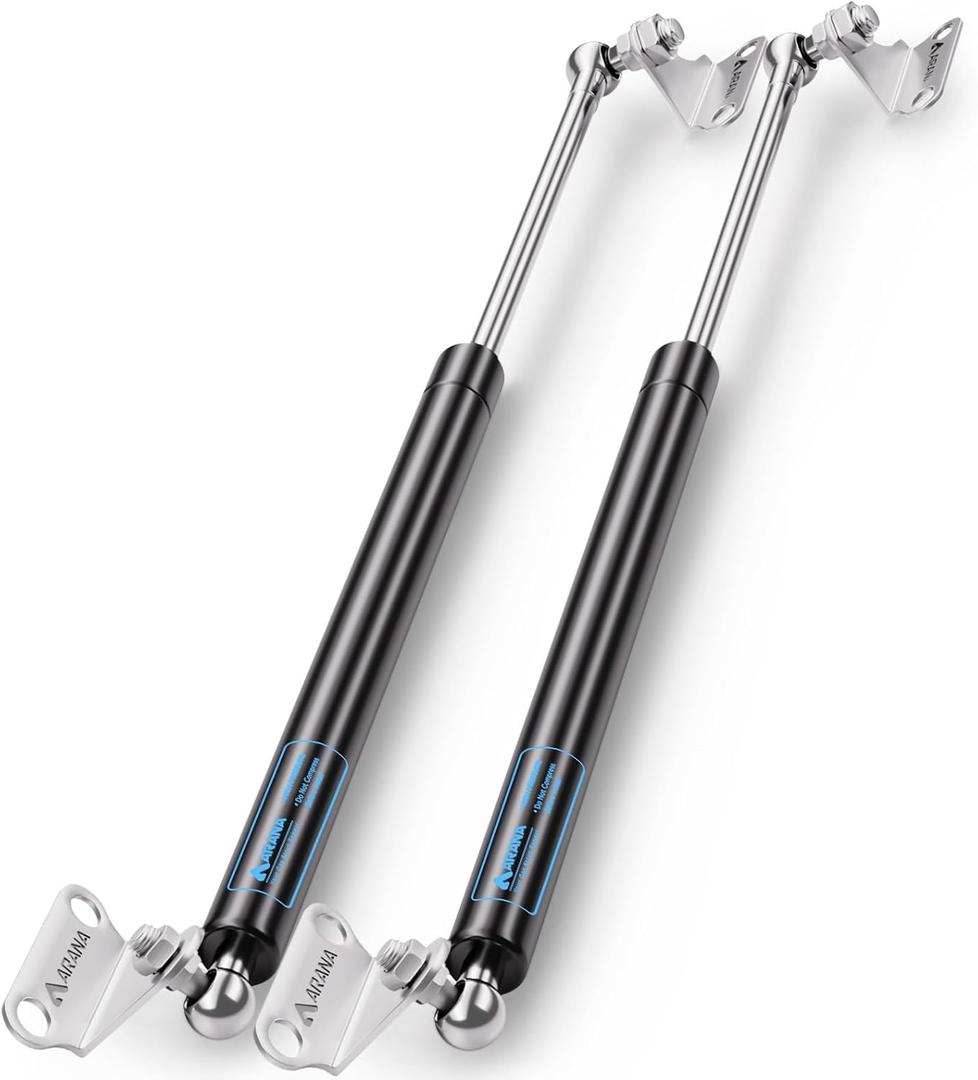ARANA Gas Struts 20 inch 45lb with Brackets (2 Pack) - Light Duty Lift Support for Camper Door & Storage Box Lid - Hydraulic Spring Shocks for Cabinet Door, Bench Lid, Boat Hatch