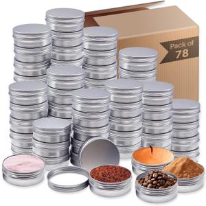 78 Pcs 2 oz Metal Tins With Lids, Salve Tins With Lids, Aluminum 2 oz Tin With Lid for Salve, Lotion Bars, Balms, Spices or Beard Balm