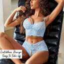 Avidlove Women Lingerie Sets Sexy Lace Bra and Panty Sets 2 Piece Lace Babydoll Outfits S-XXL (Blue, XL)