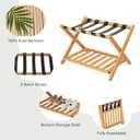 Set of 2 Fully Assembled Luggage Rack for Guest Room, 5 Straps Bamboo Suitcase Stand with Shoe Shelf, 26.77" Wide Foldable Luggage Holder for Bedroom, Hotel (Honey Oak)