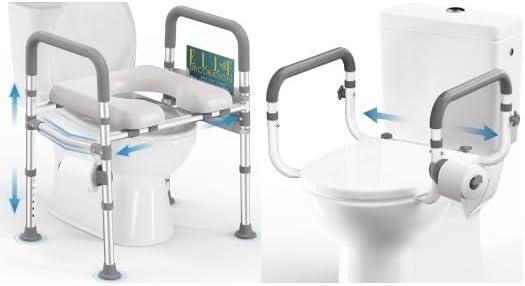 Raised Toilet Seat with Toilet Safety Rail