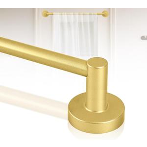 Gold Magnetic Curtain Rod for Door: Magnet Curtain Rods for Classroom Whiteboard, Small Adjustable Magnetic Towel Bar, Tool-Free French Magnet Pole with Leather Protective Cover No Drilling, 16-28"