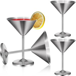 4-Pack Stainless Steel Martini Glasses - Metal Martini Glasses, Unbreakable Travel-Ready Cocktail Glass Set, 8.5oz Shatterproof Barware with Sandblasted Finish, 4.72 inches x 6.3 inches
