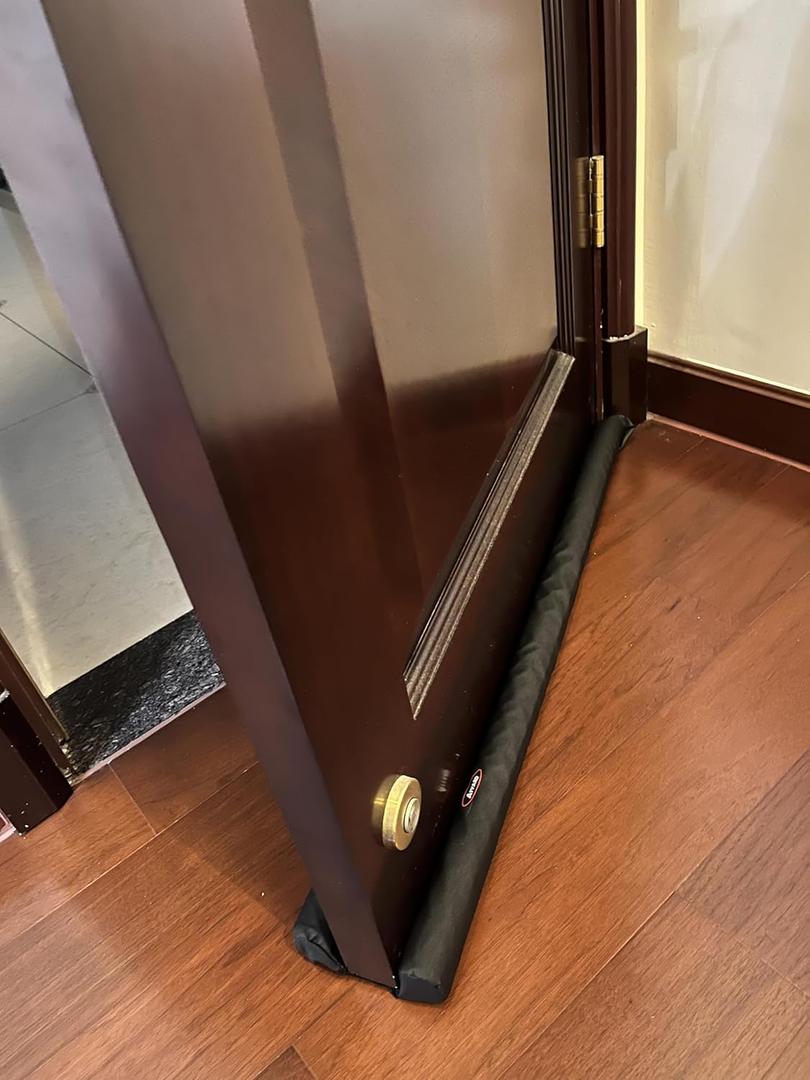 Door Draft Stopper 29"-30" Inch Under Door Draft Noise Blocker Black Gap Stoppers Entry Door Draft Guard for Bottom of Doors Adjustable Twin Door Draft
