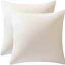 DEZENE 25x25 Euro Pillow Covers : 1 Pack Cozy Soft Velvet Oversized Couch Pillow Shams, Square Throw Pillow Cases for Living Room Sofa, Cream