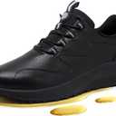 Non Slip Work Shoes for Men Slip on Waterproof Kitchen Chef Restaurant Walking Sneakers Comfortable Food Service Working Footwear Leather Nursing Shoe (8.5 Wide, Black)