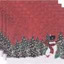 Aofmee Christmas Placemats Set of 6, Washable Christmas Place Mats for Party Kitchen Dining Decoration, Indoor/Outdoor Woven Vinyl Table Mats, Non-Slip Heat Resistant Holiday Placemats, Easy to Clean