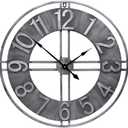 YIDIE 24 inch Large Wall Clock Decorative Metal Retro Oversized Clocks Decor for Home Farmhouse Living Room (Grey Arabic Numerals)
