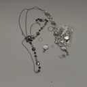 Hicarer 3 Pieces ID Badge Beaded Lanyard Necklace with ID Holder Clip Stainless Steel Beaded Chain Lanyard Necklace for Women Retractable Badge Reel Valentine Present