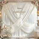 Ivory Satin Backdrop Curtains for Parties, 2 Panels 5FTx12FT Wrinkle Free Glitter Background Photo Backdrop Drapes for Wedding Birthday Photography Back Drop Cloth Holiday Festival Decor