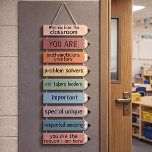 Qunclay Wooden Motivational Classroom Signs Colorful Wooden Classroom Educational Poster Wall Decor for Back to School Elementary Preschool Kindergarten Decorations Teacher Supplies