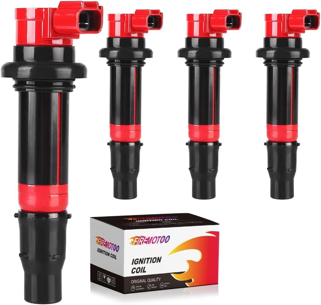 Pack of 4 Ignition Coil Pack Compatible with Yamaha 2003-2007 YZF-R6 2006-2009 YZF-R6S 2002-2006 YZF-R1 2006-2014 FZ1 2009-2016 Vmax 1700 2015 FZS1 2003-2007 R6 F6T558 2C0-82310-00-00 Red
