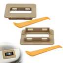 2 Pcs Tan Rear Power Window Switch Trim Repair Fix, Compatible with Escalade, Avalanche, Silverado, Tahoe, Suburban, Sierra, Yukon 2000-2002, Driver Passenger Side Window Repair Button Cap Cover