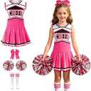 Colorful House Cheerleader Costume for Girls Cheerleader Uniform Outfit Child Cute Cheerleading Outfit for Halloween, 12-14Y