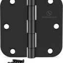 Door Hinge 3 1/2 Inch Interior Door Hinges Matte Black 3.5 Inch Interior Hinges Flat Iron Hinge 3 "x 3 " Door Hardware 5/8" Radius - 12 Pieces