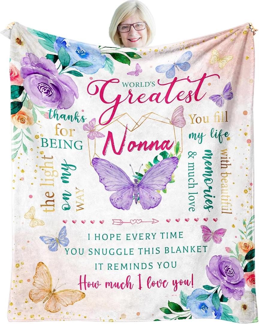 Mothers Day Nonna Gifts, Nonna Gifts for Mother's Day Blanket 60"x50", Birthday Gifts for Nonna from Grandchildren/Grandkids
