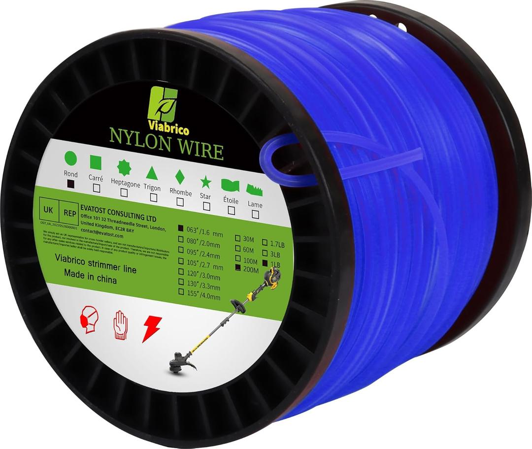 Grass Strimmer Line Wire Cord, 063" 680ft 1lb Heavy Duty Strimmer Wire, Nylon String Wire for Grass Strimmer Electric