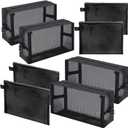 8 Pieces Mesh Makeup Cosmetic Bag Set Pouch,Portable Clear Travel Toiletry Makeup Kit Bag Diaper Organizer,Nylon Mesh Zipper Pouch Purse Beauty Storage Bag for Women Home Office Travel Accessory Black