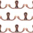 Coat Hook Coat Rack,Double Prong Metal Towel Hook Wall Hook for Hanging Clothes,Pants,Purse,Robe,Towel,Belt,Tie,Key,Mug,Cup,Wreath,Heavy Duty Rustic Bathroom Hanging Hooks,8Pcs (Red Copper)