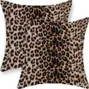 Leopard Pillow Covers 18x18 Inch Set of 2 Cheetah Brown Throw Pillows Skin Animal Print Pillow Cases Modern Decorative Pillows Outdoor Farmhouse Soft Cotton Cushion Case Decor for Couch Sofa