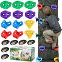 TOPNEW 12 Ninja Tree Climbing Holds for Kids Climber, Adult Climbing Rocks with 6 Ratchet Straps for Outdoor Ninja Warrior Obstacle Course Training (Multicolor)