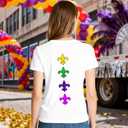 New Orleans Shirts for Women Fat Tuesday T-Shirt Holiday Party Tee Tops (White, L)