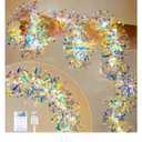 Christmas Garland with Lights, 2 Pack 16.4FT Iridescent Tinsel Garlands Battery Operated & USB, Shiny Foil Garland Indoor Hanging Home Decor, Garland for Birthday Holiday New Years Eve Party Supplies