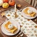 3 x Artscope Pumpkins Maple Leaves Fall Table Runner,Thanksgiving Holiday Kitchen Dining Table Decoration for Fall Home Decor 13x60 Inch - Orange
