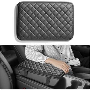 HighnessHwoo Car Armrest Covers, Vehicle Center Console Cover, Middle Storage Organizer Pads, Dog & Cat Paws Protetor, Nappa Leather, Waterproof, Anti-Slip, Auto Interior Accessories, Black, Size S