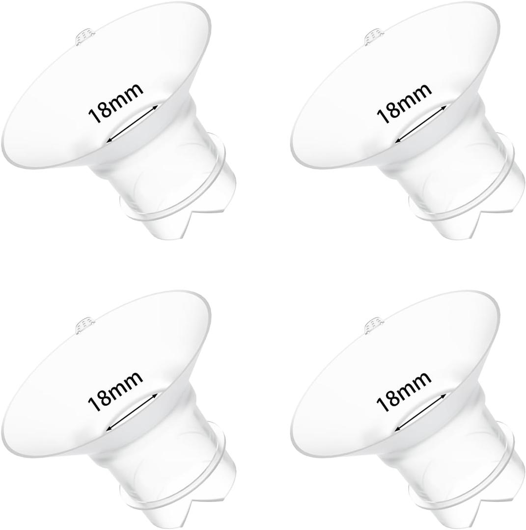 4pc Upgraded 18mm Flange Inserts with Pull Tab and Triangle-Cut Design, Improves Fit and Comfort for Breast Pumping Moms, for Momcozy/Medela/Spectra/Eufy/Lansinoh/TSRETE/Elvie/NCVI/Paruu Breast Pump