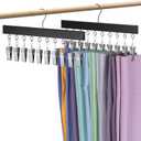 Leggings Organizer for Closet Hanging, 2 Packs Wooden Pants Hangers Hold Up to 20 Shorts, 360 Swivel Space Saving Closet Hanging Organizer for Hats, Underpants, Scarfs, Black