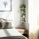 4-Tier Cat Shaped Corner Floating Shelf Wall Mount, White, 20.6 cm x 10 cm x 4.5 inches