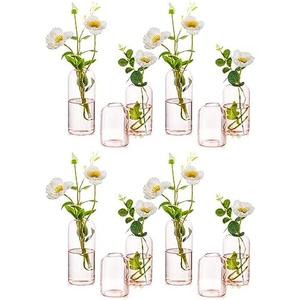 Black Glass Bud Vases for Flowers - Hewory Set of 12 Blown Modern Small Glass Vases for Centerpieces, Mini Bulk Flower Vase for Wedding Party Events Home Decor Floral Arrangements (Not Include Flower)