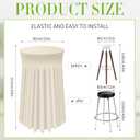 Tegeme 4 Packs Round Spandex Cocktail Tablecloths with Skirt 32 x 43 Inch Cocktail Round Table Cover Spandex Stretch Square Tablecloth Skirt for Table Bar Wedding Party Banquet (Beige)