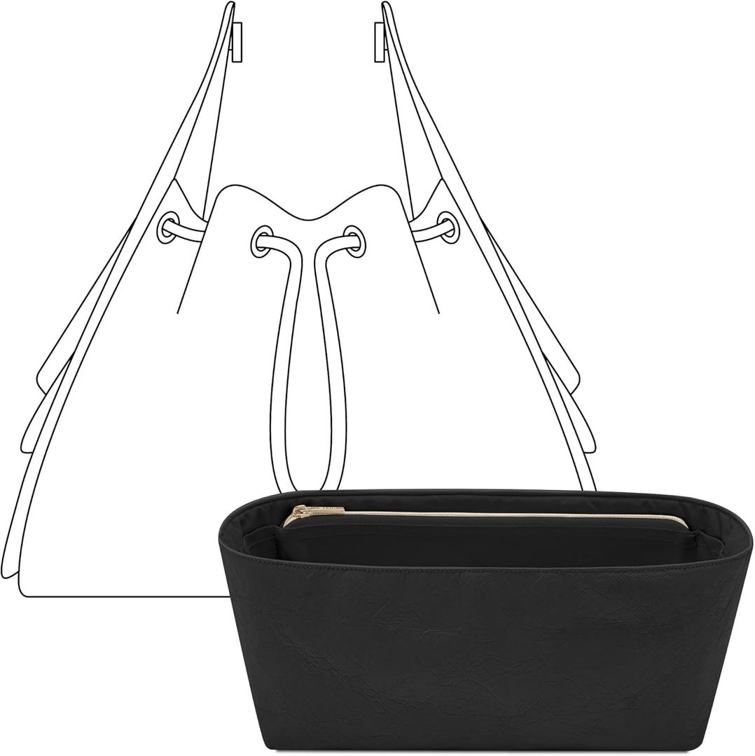 Purse Organizer Insert for CHANEL 25 Hobo Small Bag, Custom Fit Inside Premium Lightweight Water Resistant Handbag Insert with Zipper(Matte Black)