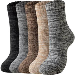 Tavaleu Wool Socks for Women Men,Winter Soft Cozy Thermal Sock Warm Breathable Crew Boot Socks (Grey&coffee&black&khaki&dark Grey)