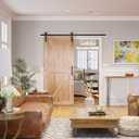 SMARTSTANDARD 7ft Barn Door Hardware Kit, Sliding Door Hardware, Black, Fit 42" Wide Door Panel