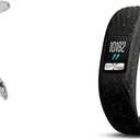 Leather Strap Compatible with vivofit 4 Activity Tracker Bands Replacement Watchband with Metal Case for women (Dark Black)