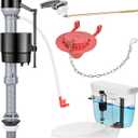 Universal Toilet Flusher Replacement Kit, Water-Saving & Height Adjustable Fill Valve, 2-Inch Flapper, Toilet Handle Lever, Quiet & Anti-Siphon Toilet Repair Kit Inside Tank (Red, 1-Pack)