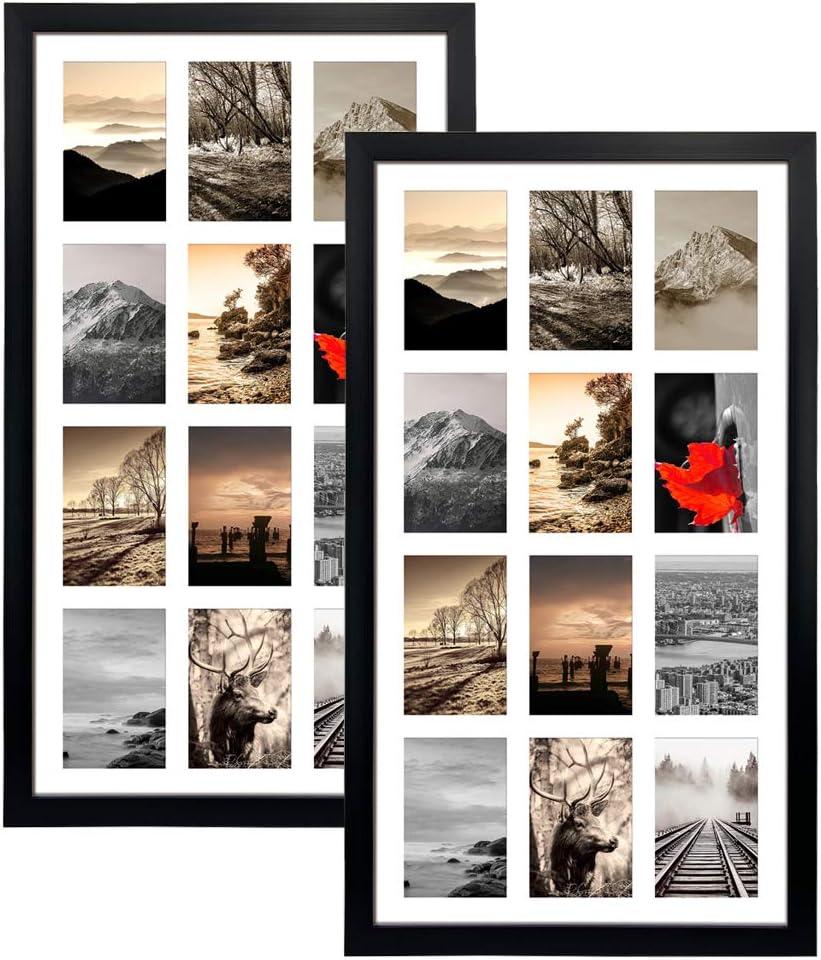 12 Opening 4x6 Black Collage Picture Frames Set of 2, Multiple Frames for Displaying 6x4 Photos with White Mat 12 Opening 4x6 Black Collage Picture Frames Set of 2, Multiple Frames for Displaying 6x4 Photos with White Mat