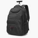 Boavan Rolling Backpack,17 inch Water Resistant Wheeled Backpack,Carry on Luggage Business Bag, Overnight College Computer Trolley Suitcase for Men Women Adults to Travel，Black