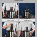 QCen Juicer Machine, 500W Centrifugal Juicer Extractor with Wide Mouth 3 Feed Chute for Fruit Vegetable, Easy to Clean, Stainless Steel, BPA-free (Blue)
