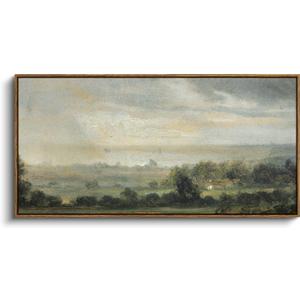 InSimSea Extra Large Framed Vintage Wall Art, Living Room Country Farmhouse Decor, Wild Field under Sky Landscape Paintings, Canvas Prints, Scenery Long Picture for Bedroom Above of Bed,20x40inch