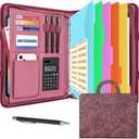 Portfolio Binder 3 Ring Includes Pen and 5 Dividers with 10 Pockets, Padfolio Organizer with Zipper for Men and Women, Includes A4 Notepad for Business, School, Work