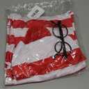 Family Halloween CostumeRed and White Striped Cosplay T-Shirt, Outfit Glasses Hat Shirt Suits (Male-Medium)