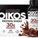 Oikos Protein Shake, Chocolate, 30g High Protein Drinks, Shelf Stable, Ready to Drink, 5g Prebiotic Fiber, 12 fl oz Bottle, 12 Count, BB Date: 12/12/2026