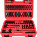 105-Piece 1/4" Drive Impact Socket Set, SAE 5/32"-9/16" & Metric 4-15mm, CR-V Steel Mechanics Tool Set with Ratchet Wrench, Adapters, Universal Joint, Screwdriver Bits, Bit Holder, Extension Bar