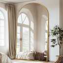 Full Length Mirror, 83"x44" Floor Mirror Freestanding, Oversized Floor Standing Full Body Mirror with Stand for Bedroom, Hanging Mounted for Living Room Cloakroom, Gold, Arched