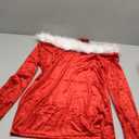 IEEIULU Christmas Off Shoulder Tops - Womens Santa Red Sweaters Velvet Fur Trim Holiday Top for Women Long Sleeve Shirts (Small)